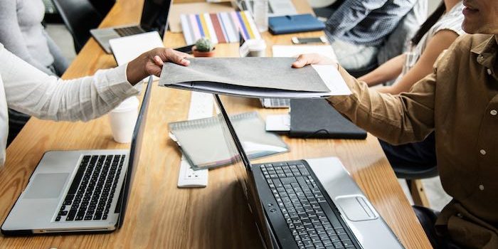 Diverse people working at an office